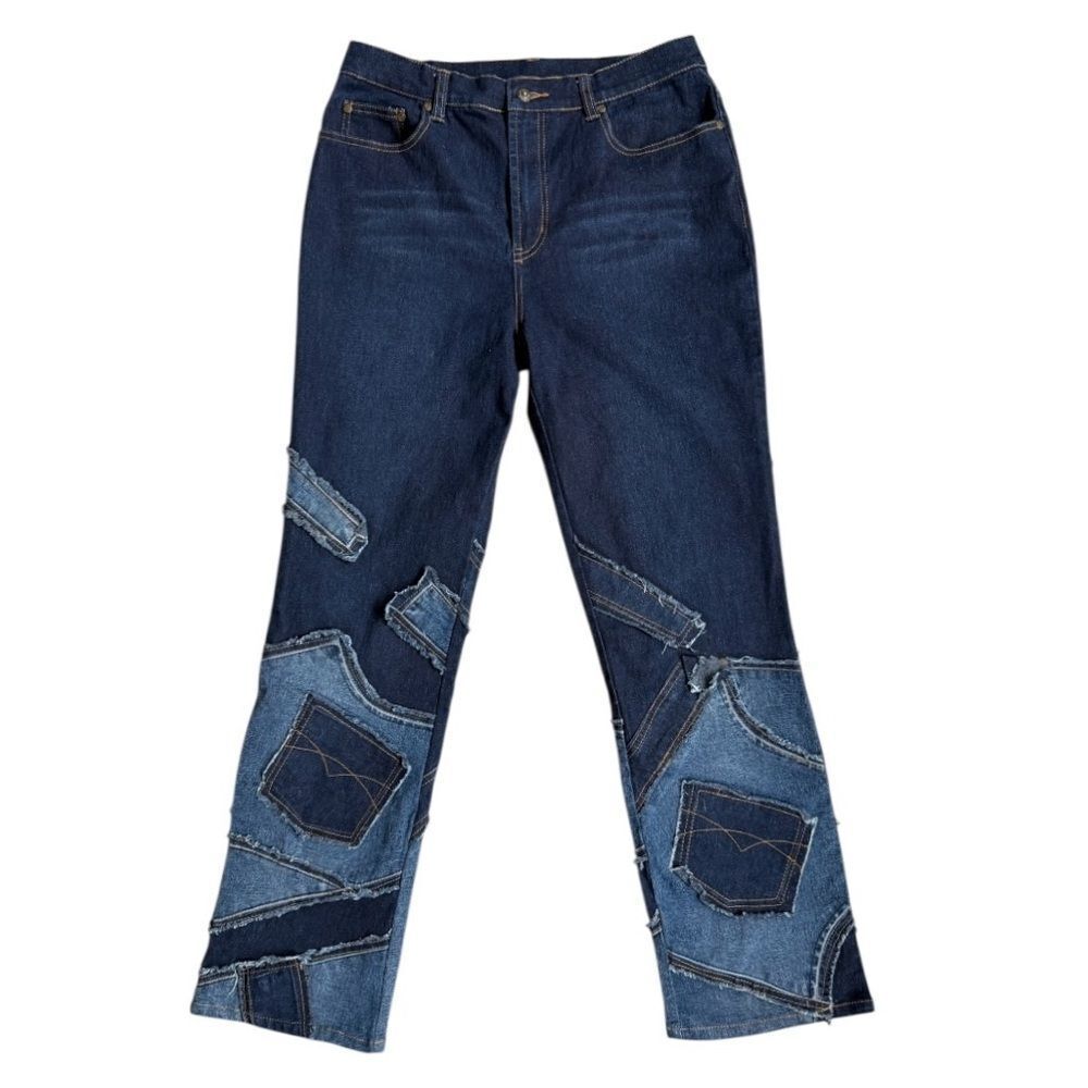 DG2 90s Y2K Diane Gilman Patchwork Denim Jeans Size 10